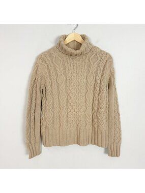 Y2K Chunky Cableknit Turtleneck Sweater Heavyweight Hand Knit Size Medium Women'